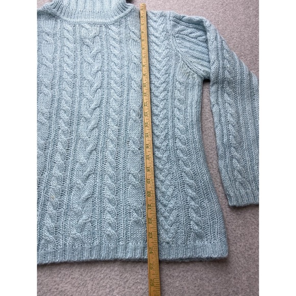 Cable Knit Sweater Womens Large Blue Turtleneck Pullover Soft Cozy Winter Warm - Picture 10 of 11